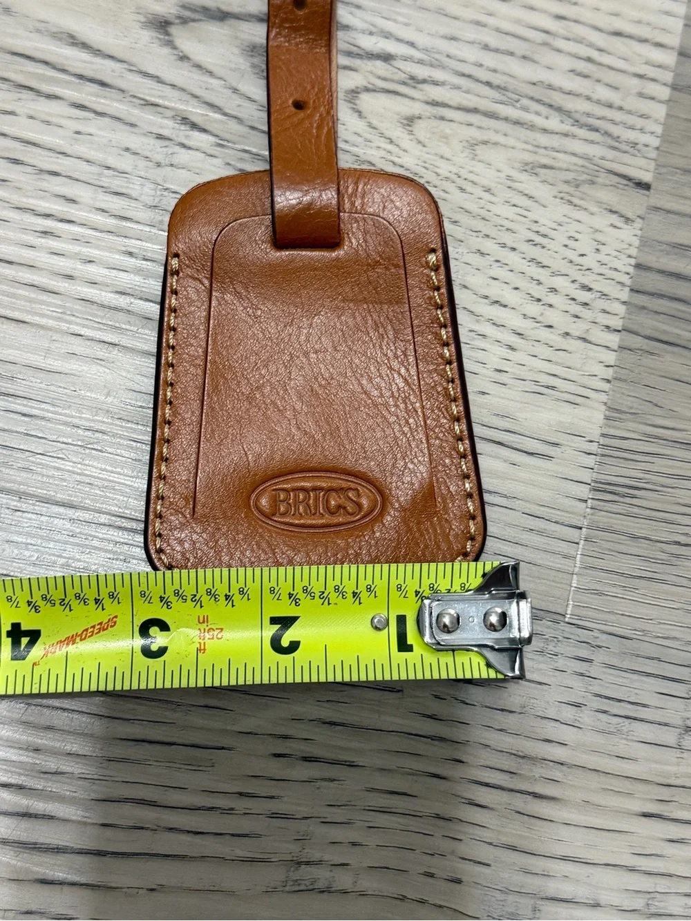 NEW Brics Brown Leather Luggage ID Tag Buckle Suitcase Travel Address Tag